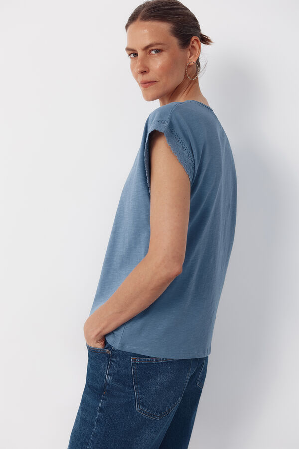 Cortefiel Playera slub pasamaner&iacute;a Azul