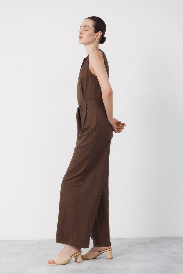 Cortefiel Jumpsuit de piqu&eacute; Marr&oacute;n oscuro