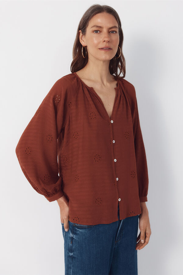 Cortefiel Blusa con bordados Rojo