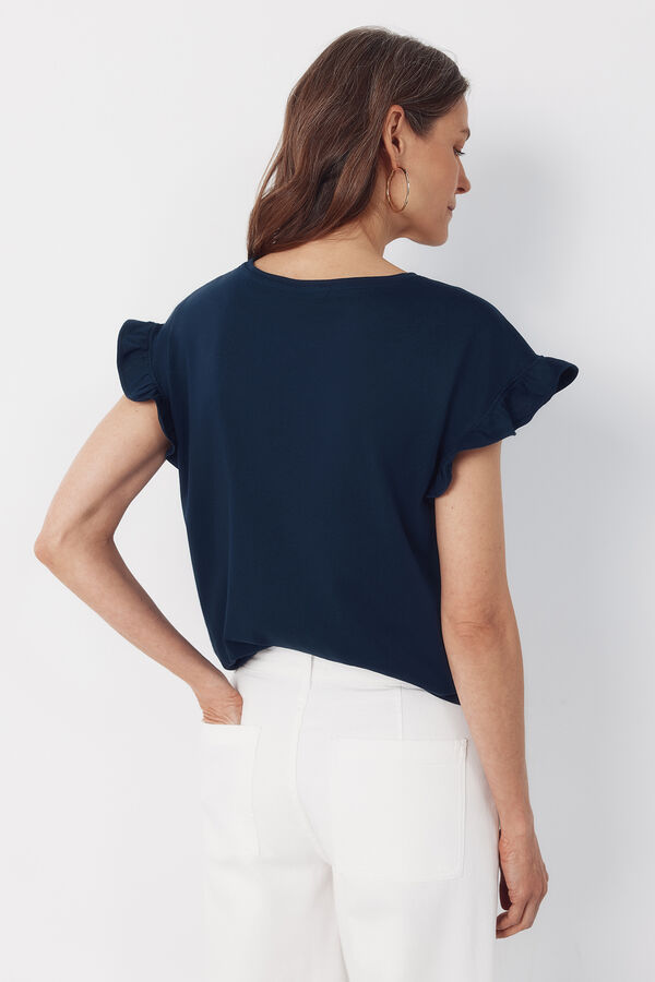 Cortefiel Playera b&aacute;sica con volante Azul marino