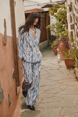 Slowlove Chamarra blazer estampada Estampado azul