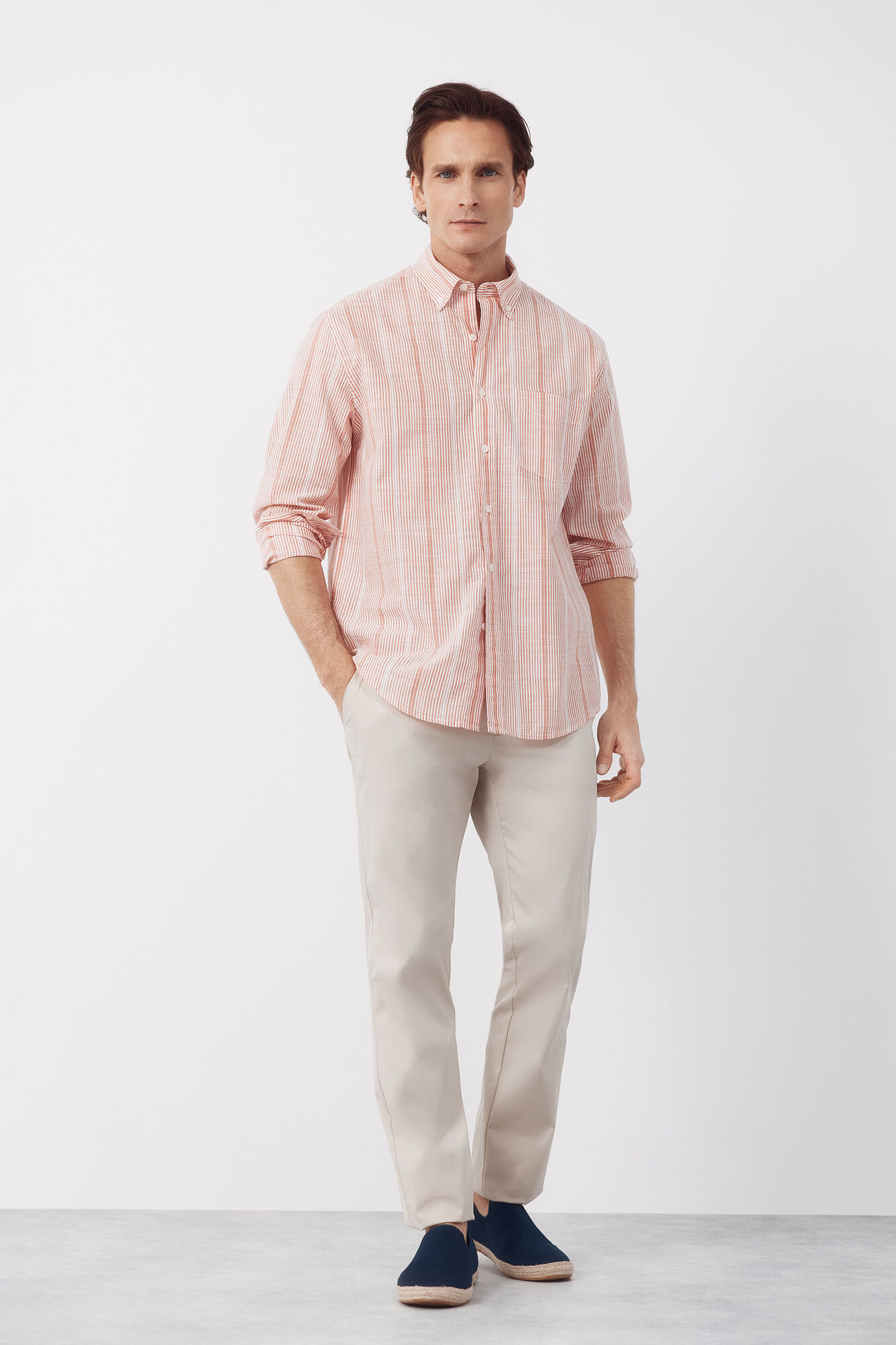 Cortefiel Camisa rayas algod&oacute;n slub