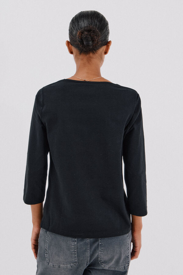 Cortefiel Playera b&aacute;sica cuello barco Negro