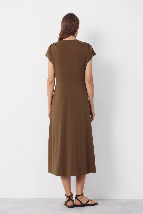 Cortefiel Vestido estampado de trenza Kaki