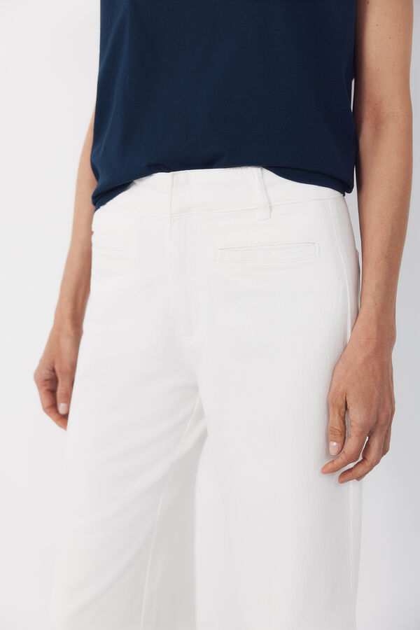 Cortefiel Pantalones con ribete Blanco