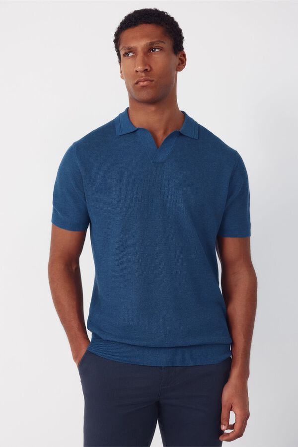 Cortefiel Jersey polo piqu&eacute; manga corta Azul