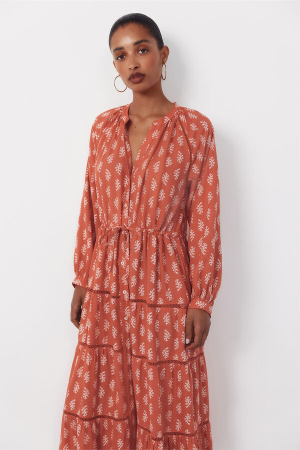 Cortefiel Vestido estampado Estampado beige