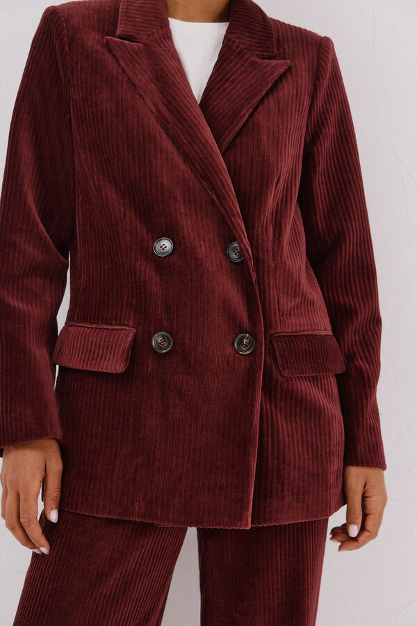 Cortefiel Blazer de mujer cruzada de pana Vino