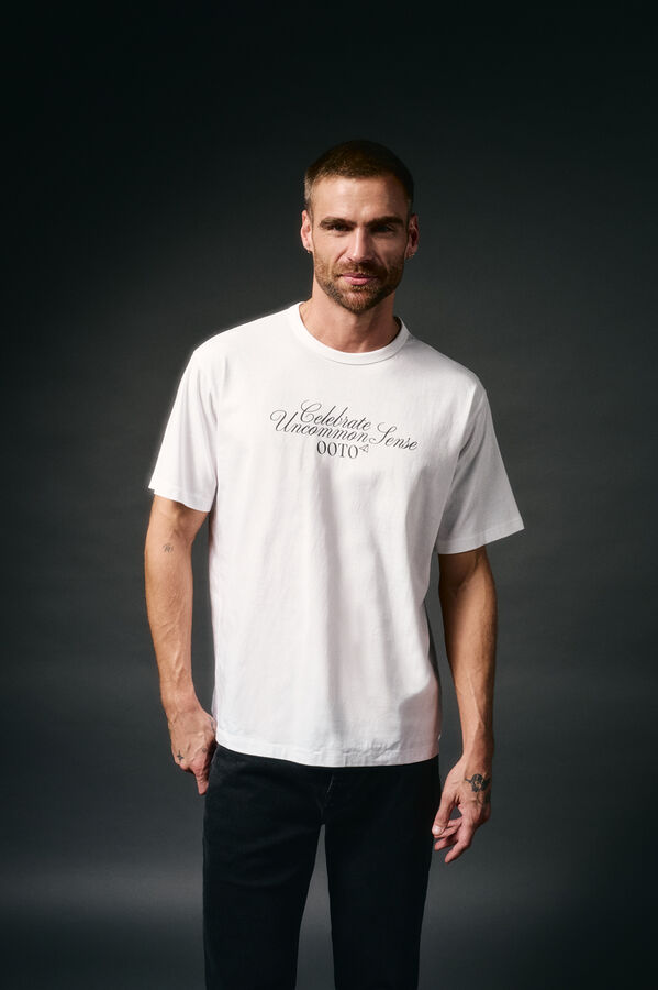 OOTO Camiseta gr&aacute;fica lavada Blanco
