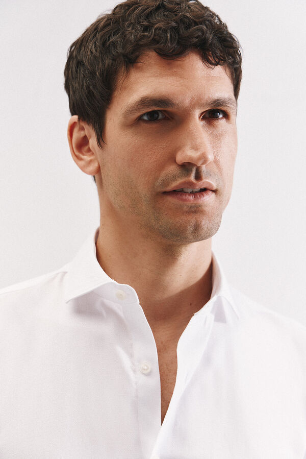 Cortefiel Camisa slim fit f&aacute;cil plancha para mancuernillas Blanco