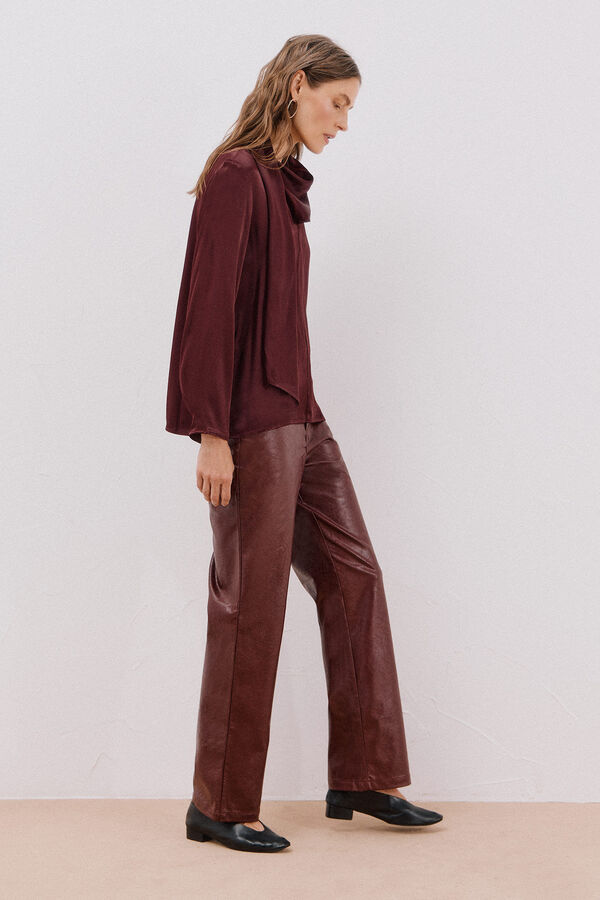 Cortefiel Blusa con lazo Vino