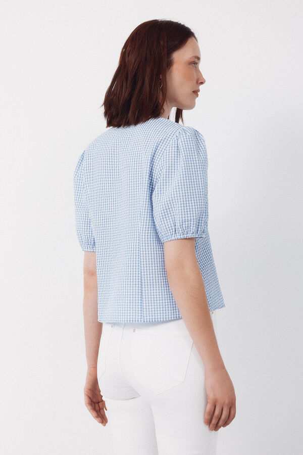 Cortefiel Blusa estampado vichy Azul