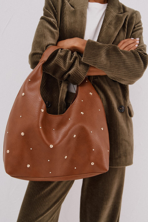 Cortefiel Bolsa hobo con tachuelas Arena