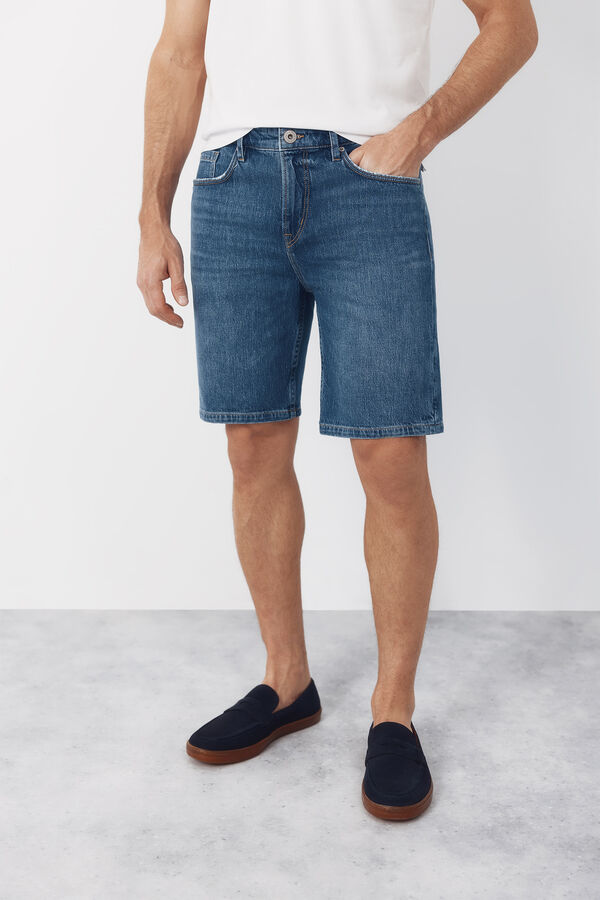 Cortefiel Bermuda denim regular Azul