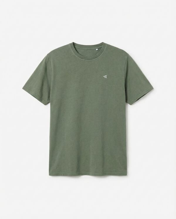 OOTO Camiseta b&aacute;sica lavada Kaki