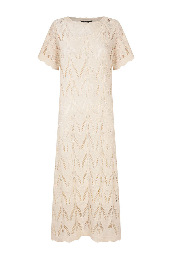 Cortefiel Vestido largo de crochet Blanco