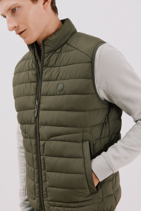 Cortefiel Chaleco acolchado ultralight Kaki