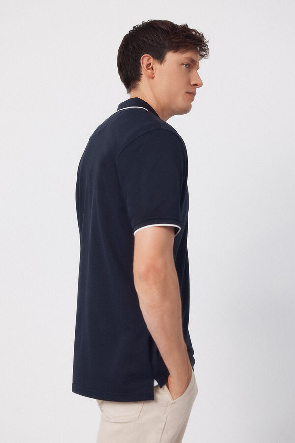 Cortefiel Polo COOLMAX&reg; cuello jacquard Azul marino