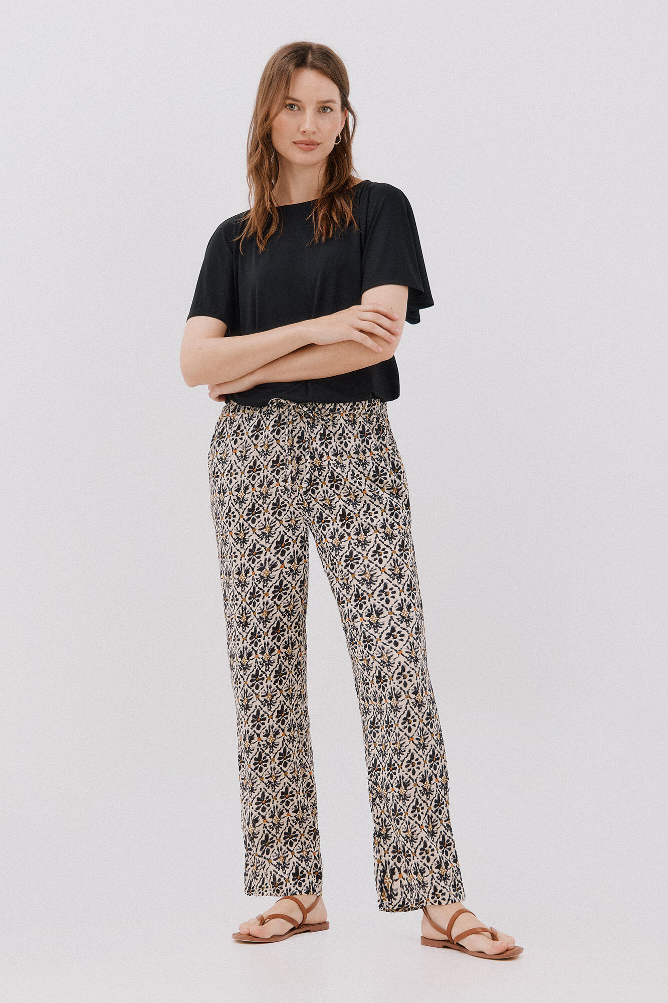 Cortefiel Pantal&oacute;n fluido estampado