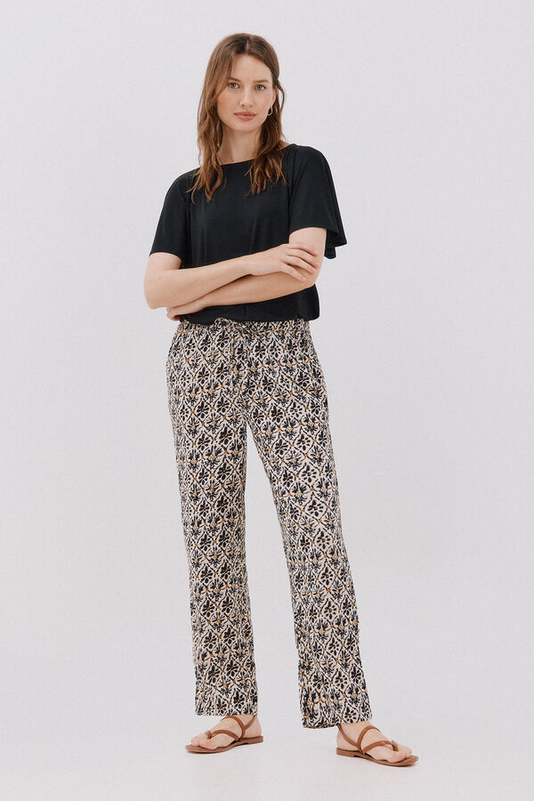 Cortefiel Pantal&oacute;n fluido estampado Multicolor