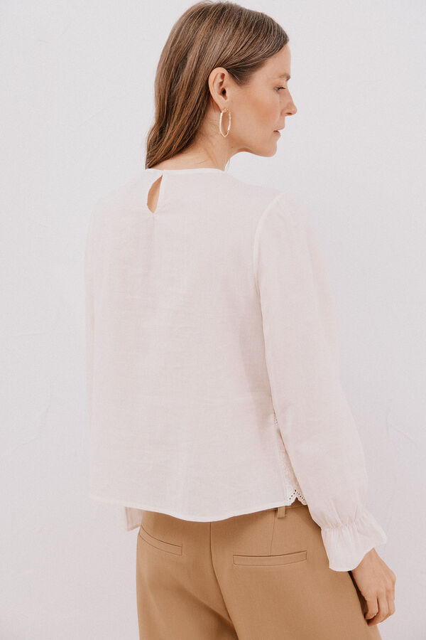 Cortefiel Top combinado de crochet Marfil