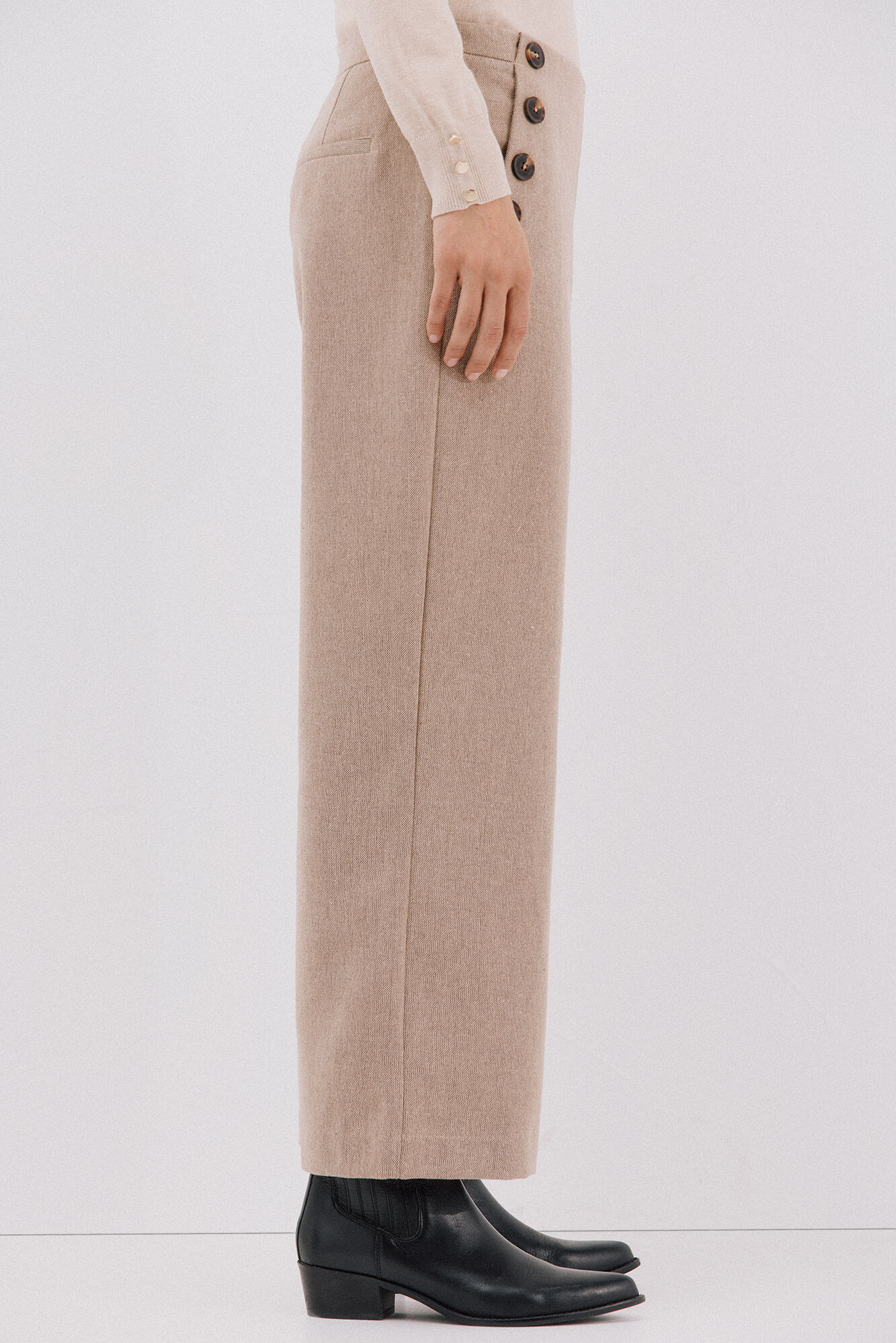 Cortefiel Pantal&oacute;n crop ancho para mujer
