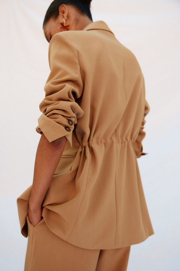 Cortefiel Blazer de cuello solapa Beige