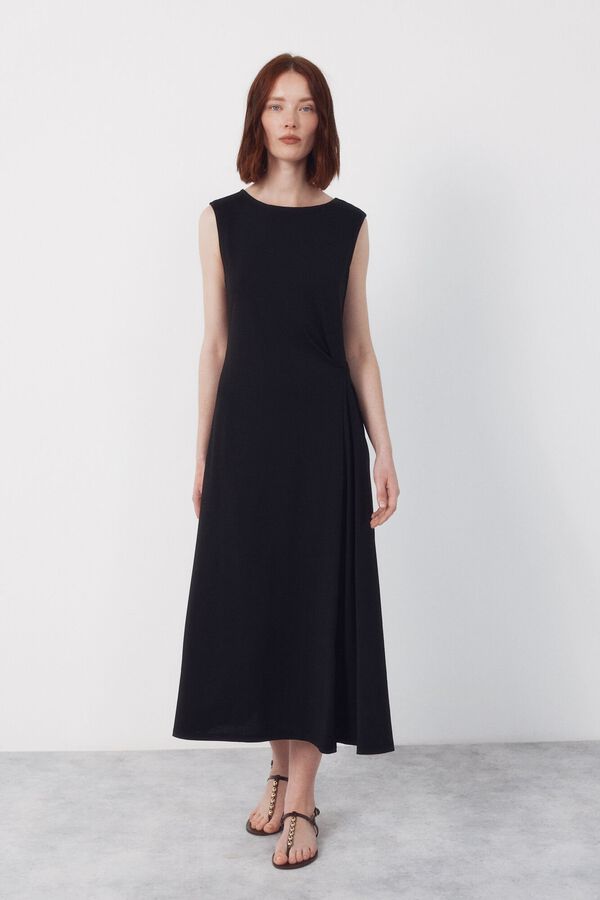 Cortefiel Vestido con nudo lateral Negro
