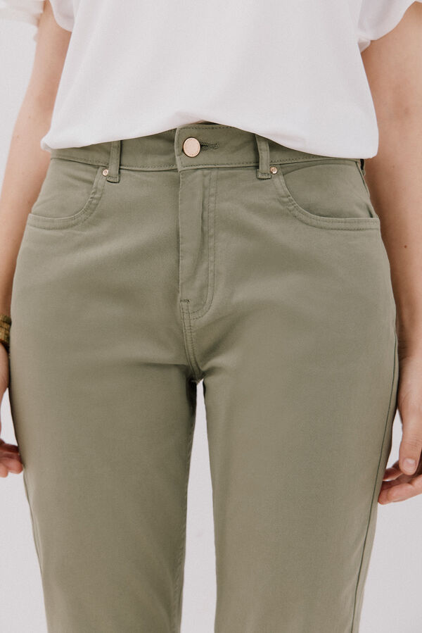 Cortefiel Pantalones pitillo crop color Kaki