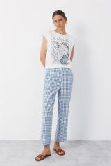 Cortefiel Pantal&oacute;n de estampado vichy Estampado azul