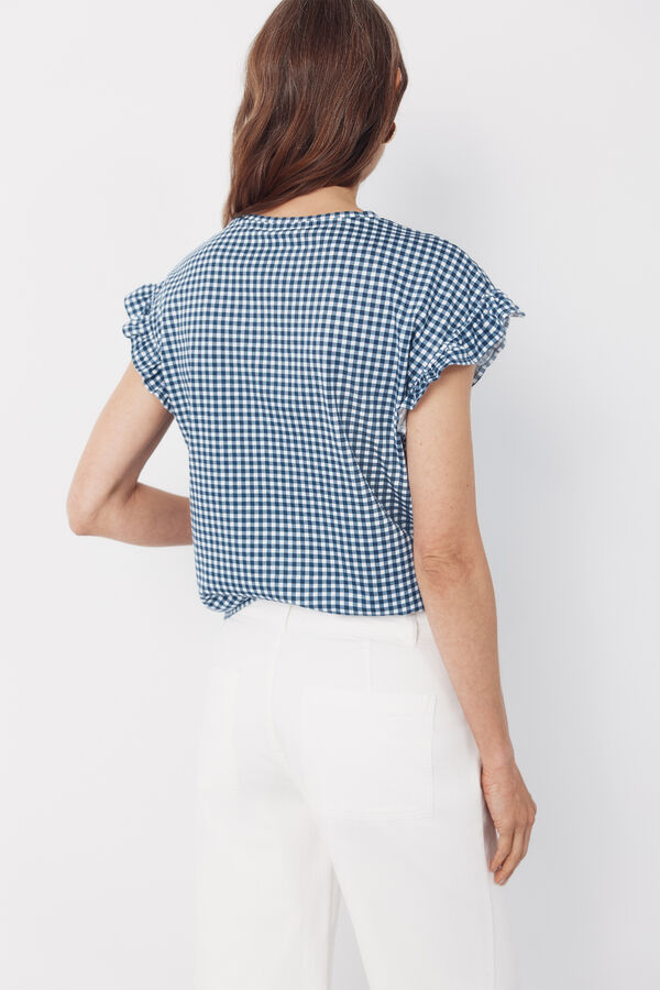 Cortefiel Playera b&aacute;sica con volante Estampado azul