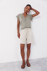 Cortefiel Playera slub pasamaner&iacute;a Kaki