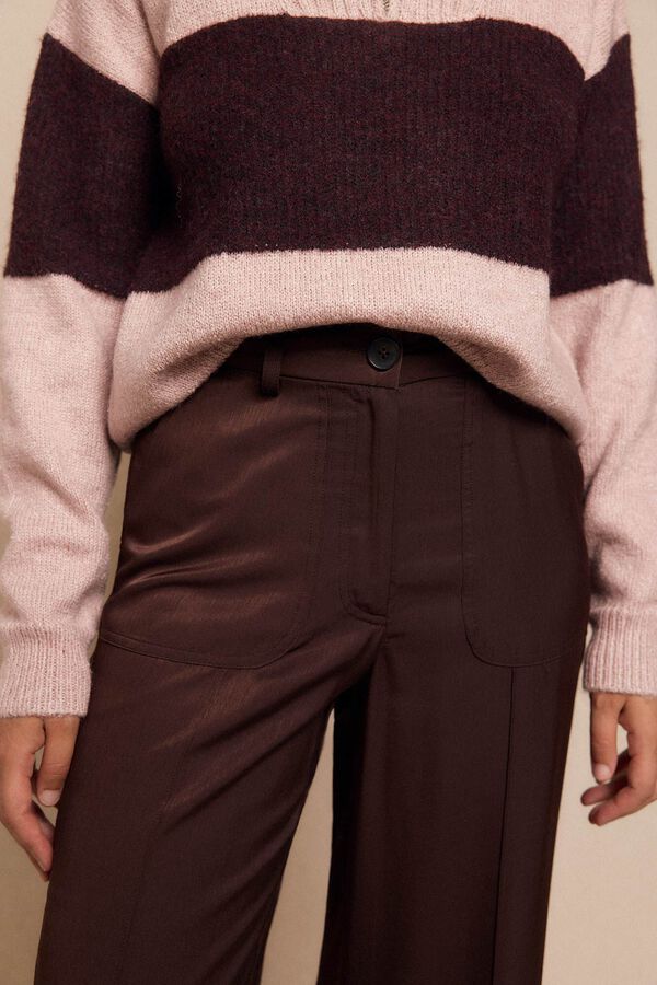 Slowlove Pantal&oacute;n satinado Marr&oacute;n oscuro