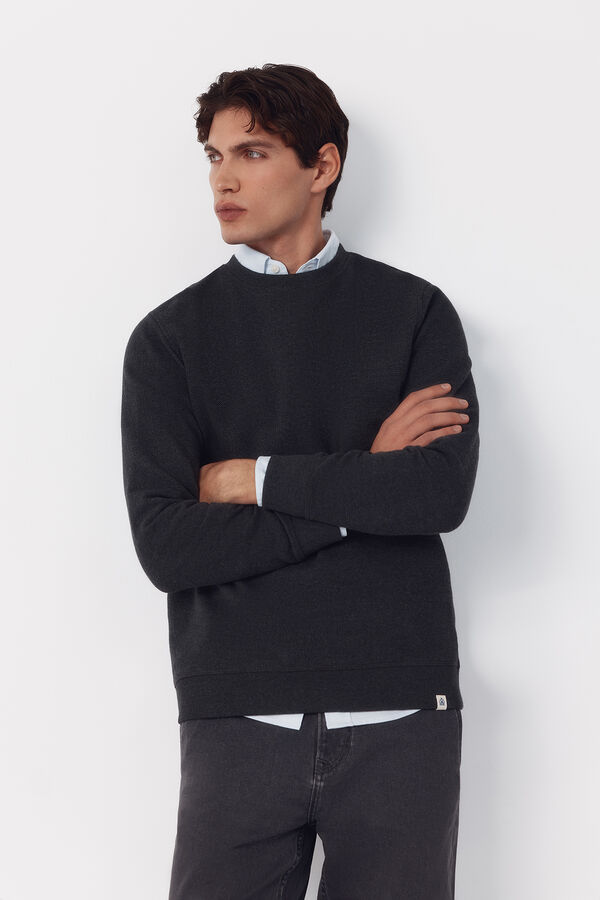 Cortefiel Sudadera estructura cuello caja Gris