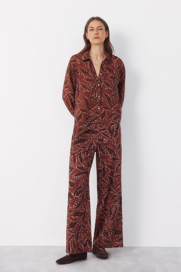 Cortefiel Camisa estampada Estampado marr&oacute;n