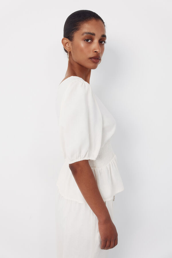 Cortefiel Blusa de pico blanca Marfil