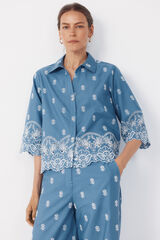 Cortefiel Camisa con detalles bordados Azul