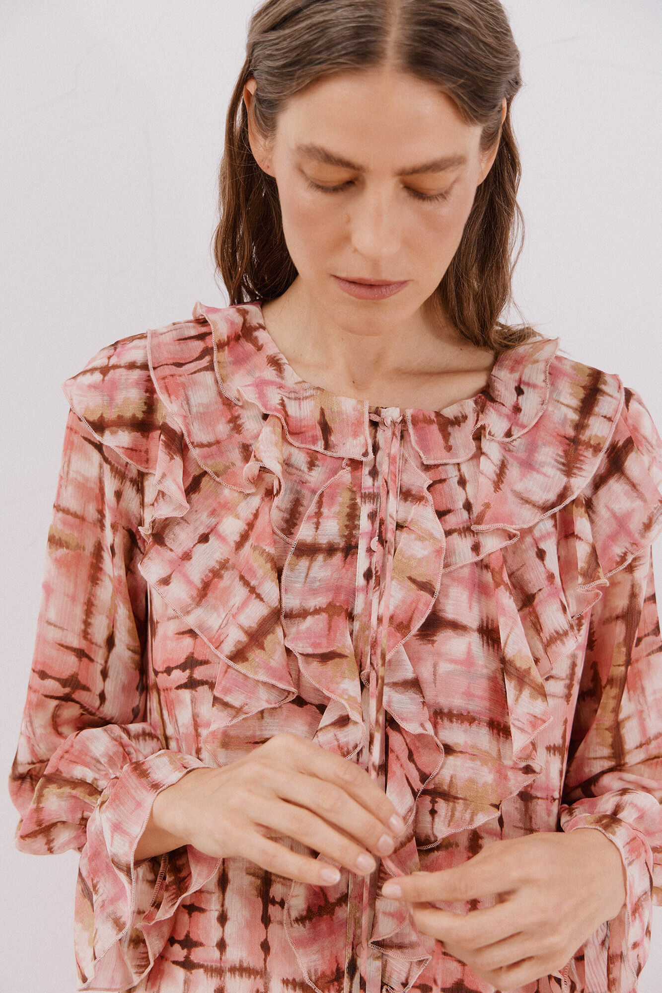 Cortefiel Vestido fluido volantes