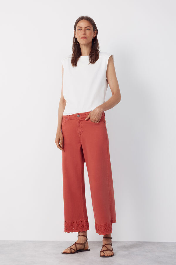 Cortefiel Jeans bajo bordado Coral