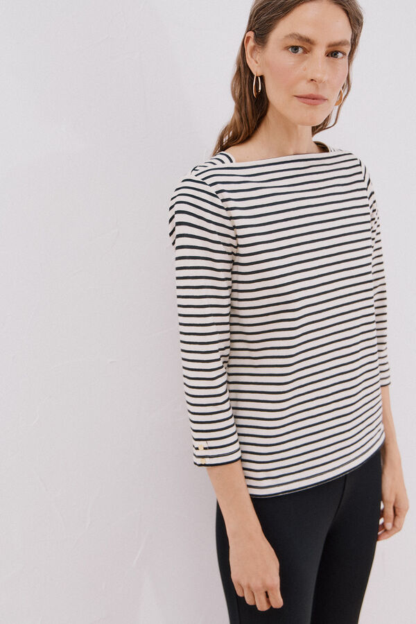 Cortefiel Playera de algod&oacute;n Estampado blanco