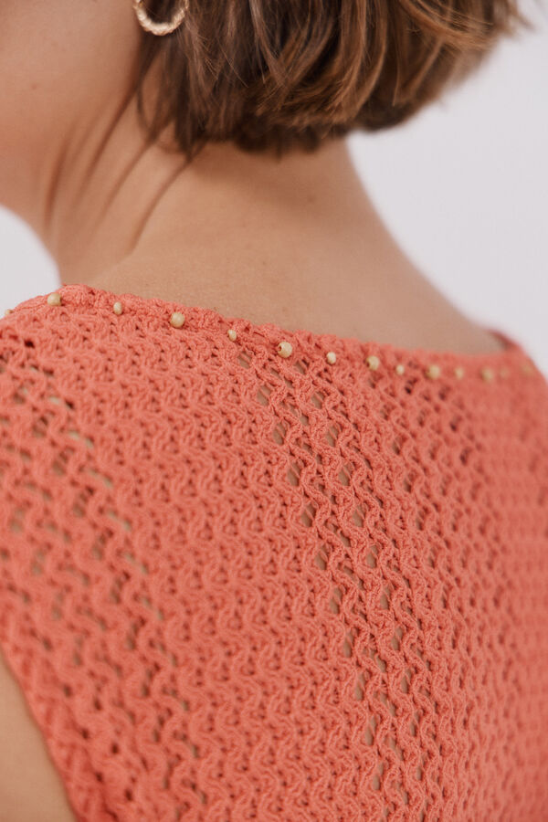 Cortefiel Top sin mangas de crochet Coral