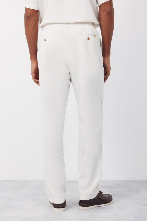 Cortefiel Pantal&oacute;n con gomas y cordones regular Marfil