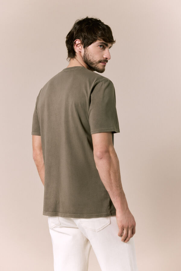 OOTO Camiseta b&aacute;sica lavada Kaki