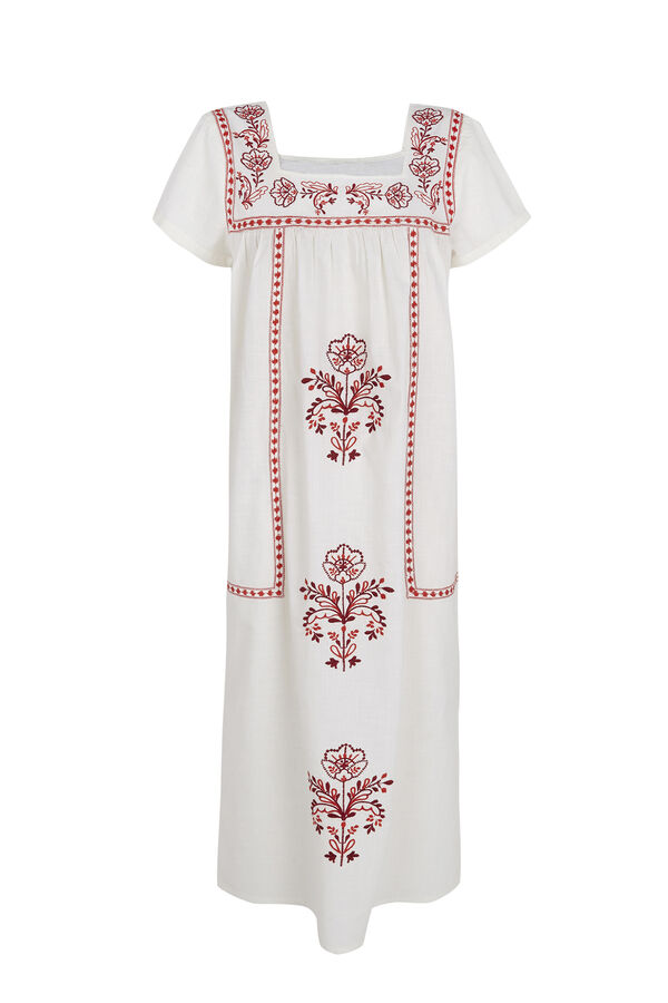 Cortefiel Vestido con bordados florales Estampado rojo