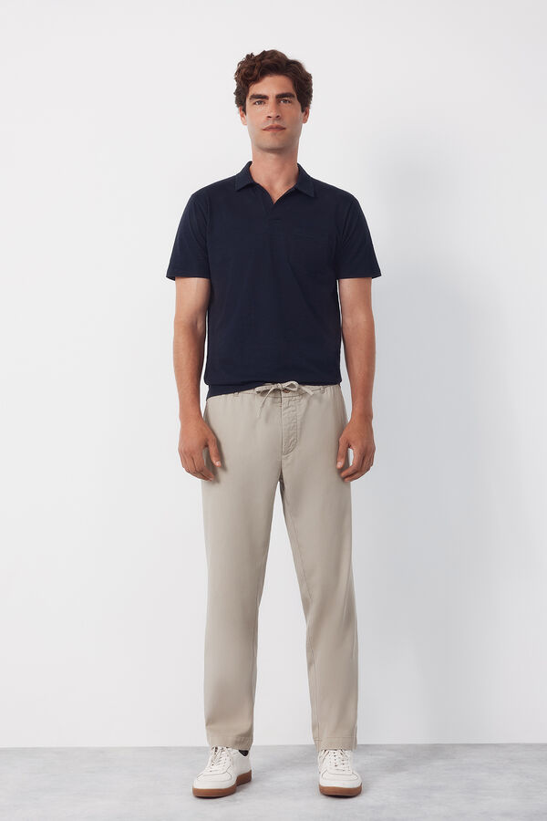Cortefiel Polo liso slub Azul marino