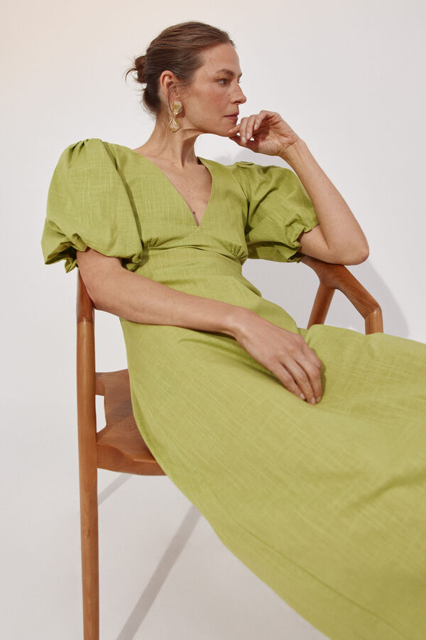 Cortefiel Vestido estampado floral Verde