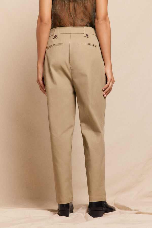 Slowlove Pantal&oacute;n de sarga con pinzas Beige