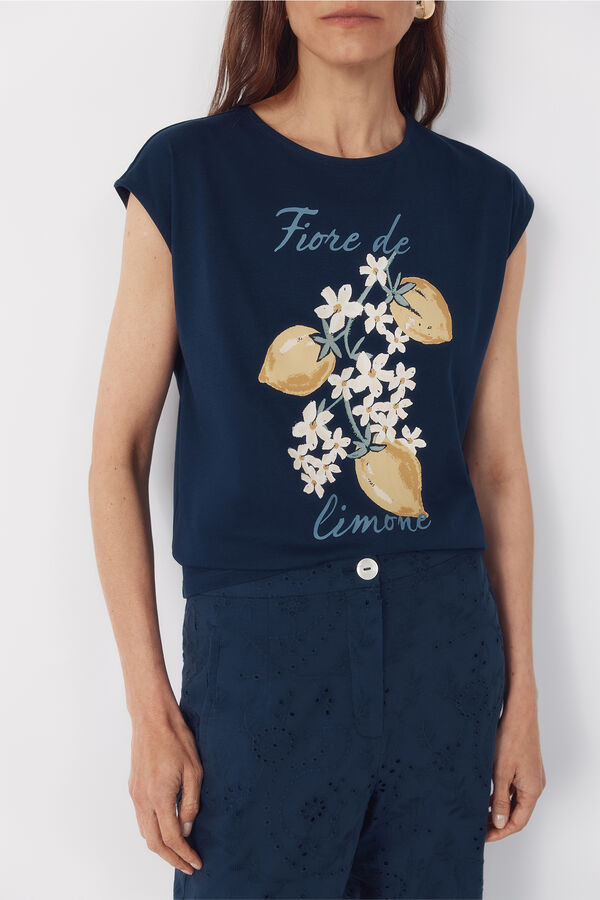Cortefiel Playera estampada Azul marino
