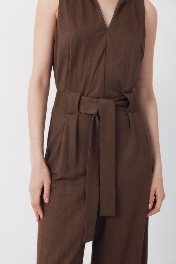 Cortefiel Jumpsuit de piqu&eacute; Camel