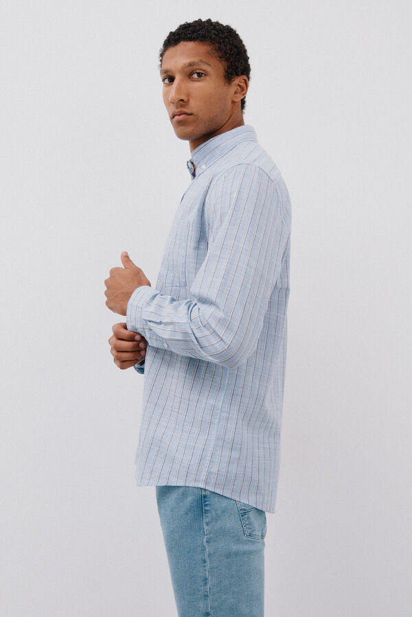 Cortefiel Camisa rayas flam&eacute; Azul oscuro